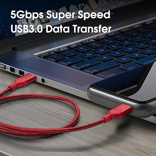 ROFICORD USB 3.0 Male to Male Cable, USB A to USB A High Speed Data Cord Compatible with Hard Disk Drive/Laptop Cooler/Set-top Box/DVD Player/TV/Camera and More (2 FT, Blue)