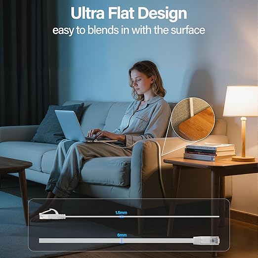 Cat 6 Flat Ethernet Cable 35 FT, UTP 10Gbps High-Speed Cat6 Ethernet Cable - Image 3