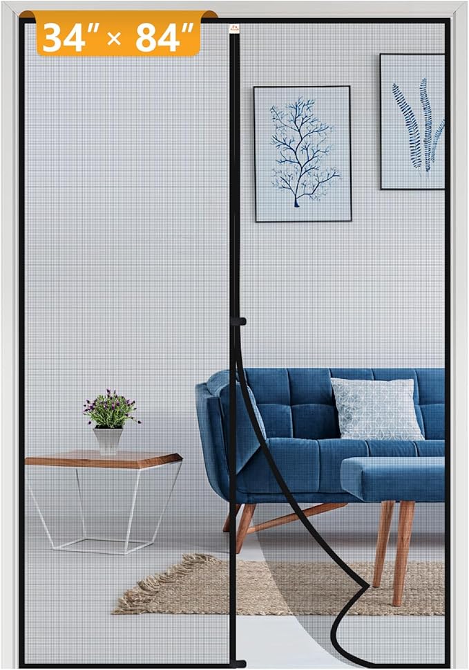 Yotache Screen Doors with Magnets Fits Door Size 34 x 84, Screen Size 36" x 85" Heavy Duty Screen Door Enjoy Fresh Air Black