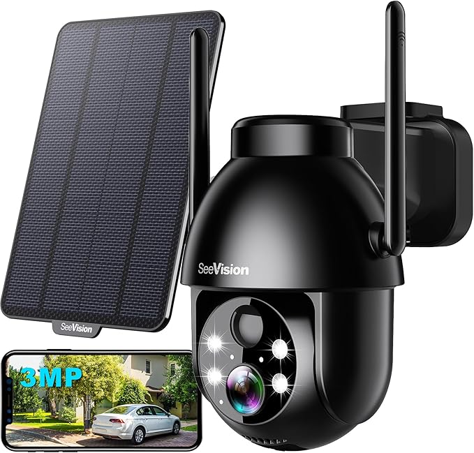 SeeVision Solar Security Cameras Wireless Outdoor, 2K PTZ WiFi 3MP Indoor by Unknown