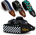 Art Tribute Custom Black White Checkers Camera Strap by ArtTribute