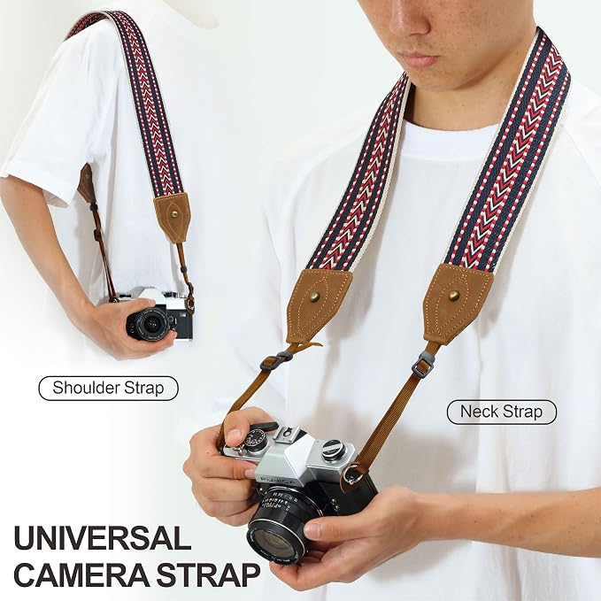 Padwa Lifestyle 2" Wide Classic Crazy Horse Art Cowhide Head Cotton Camera - Image 2