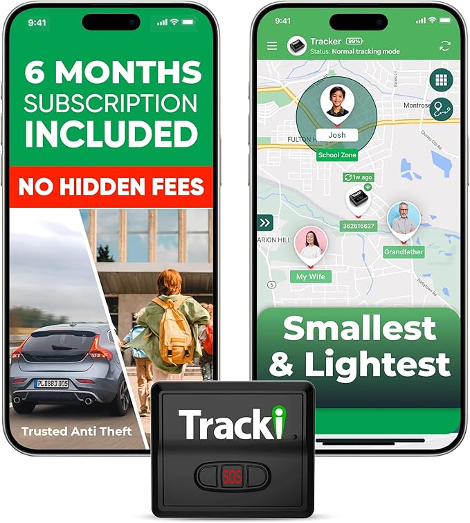 Tracki Mini GPS Tracker, 6-Month Subscription Included – Universal Compact 4G by Tracki