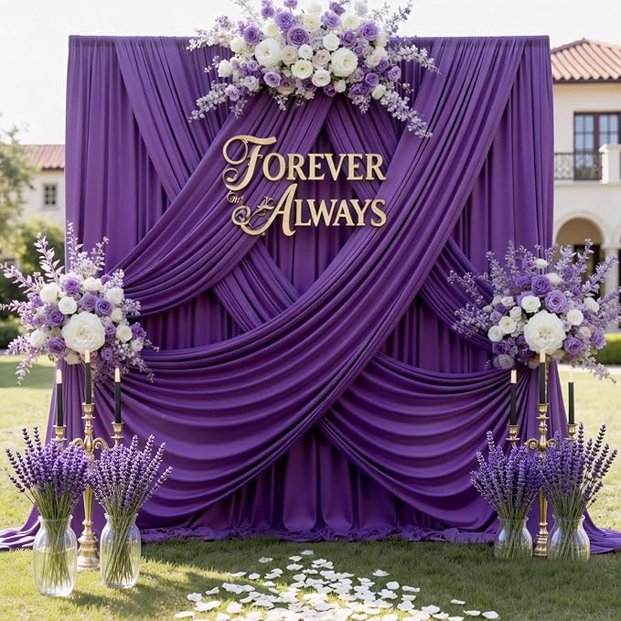 50ft x 12ft Purple Backdrop Curtains by CO-AVE