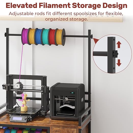3D Printer Stand with Filament Storage – Tall 66" Heavy Duty Metal 3D Printer - Image 4