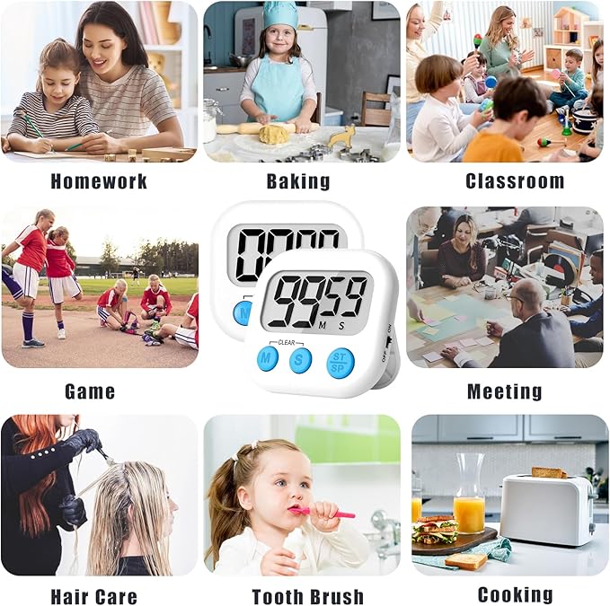 ZILLEEN Classroom Timer for Kids Teachers 2 Pack Digital Timers, White