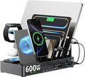 600w Charging Station for Multiple Devices, 15 in 1 Wireless Charging Station for Apple, Dual 100w USB C Tablet Charging Station for MacBook,iPhone,iPad,Tablet(Black)