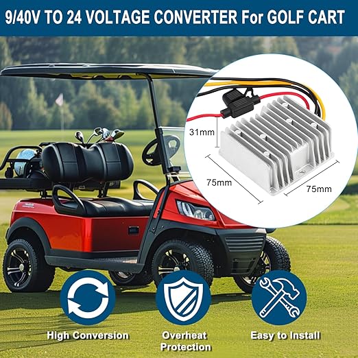 24V 145W DC-DC Converter Voltage Regulator, Step Down/Up 9V-40V to 24V 6A, Waterproof Module Power Supply for Golf Cart Accessories, Club Car