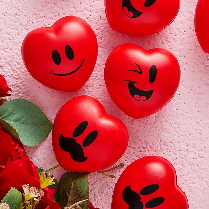 JOYIN 15 PCS Valentines Day Heart Shaped Stress Relief 3“ Balls for Kids Party Favors, School Classroom Exchange Prizes Gift