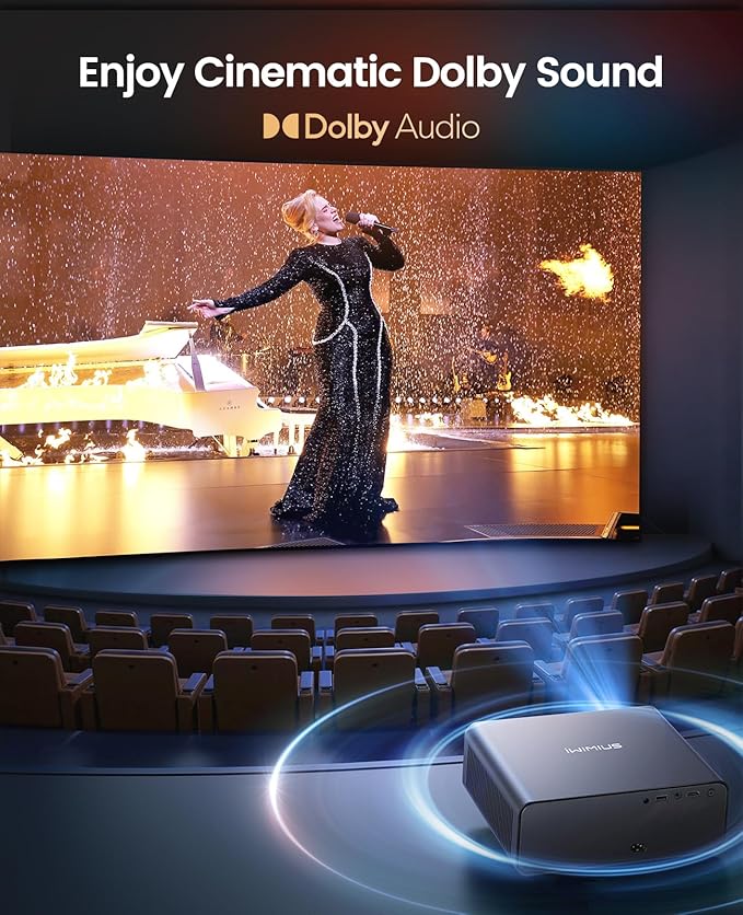 [Built-in Official App/4K Support/Compact]Smart-Projector with WiFi6 and Bluetooth, Outdoor Movie Projector & DoIby , Compatible w/ Netflix/YouTube/PrimeVideo, AI Auto Focus, Portable Home Proyector