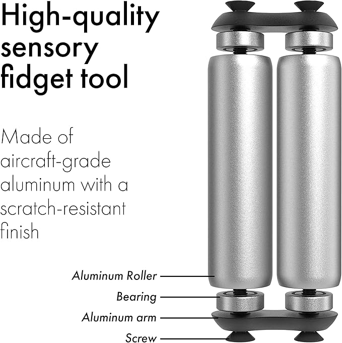 ONO Roller - Handheld Fidget Toy for Adults | Help Relieve Stress, Anxiety, Tension | Promotes Focus, Clarity | Compact, Portable Design (Grey, Full Size - Aluminum)