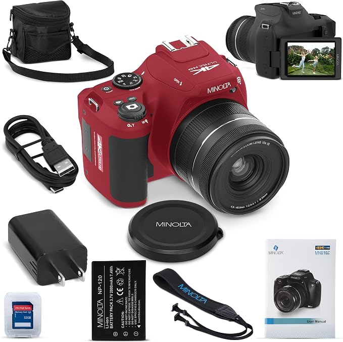 Minolta 64MP Digital Camera – 10x Optical Zoom, 4K Ultra HD Video, Macro by Minolta
