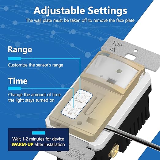 LIDER Motion Sensor Switch with Screwless Wall Plate, UL Listed, PIR Sensor Switch, Occupancy/Vacancy, No Neutral Required, Ground Wire Required, 1-Pole, Modern Smart Home, Gold