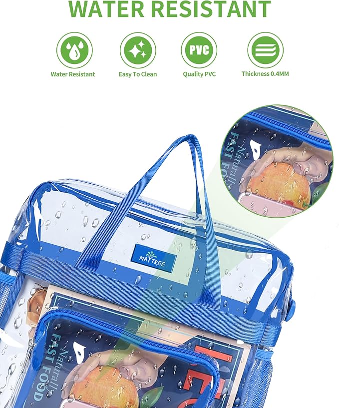 MAY TREE Clear Bag for Stadium Events 12×6×12 Clear Tote Lunch Bag - Image 4