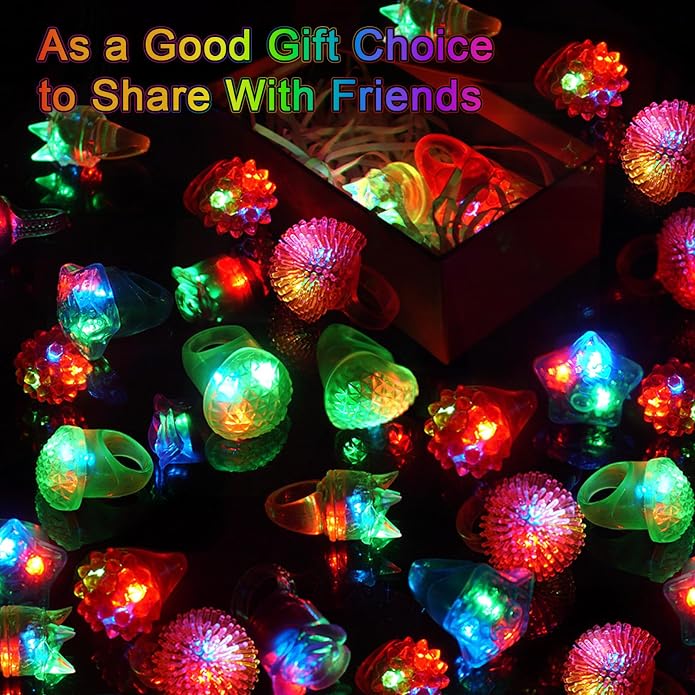 OLUPP Light Up Rings, Glow In The Dark Party Supplies, 6 Style Flashing Glow In - Image 2