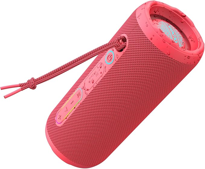 YOLOEMOT Waterproof Bluetooth Speaker, Wireless Shower Speaker with 24W Loud Stereo Sound and Bluetooth 5.3, Enhanced Bass, TWS Pairing, IPX7 Waterproof, 12 Hours of Playtime for Home/Outdoor (Red)