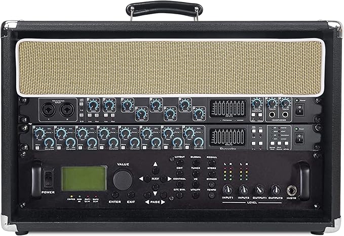 Sound Town Vintage 6U Amp Rack Case, 12.5" Depth with Rubber Feet, Dust Cover, Kickstand, Black (STVRC-6BK)