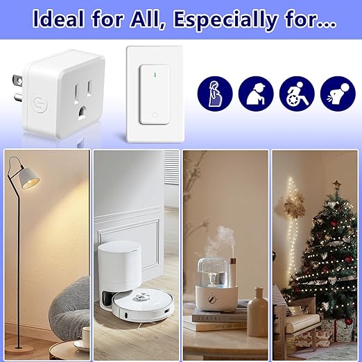 Remote Switch Outlet, GreenCyle 2 Outlet Plug with Remote, Wireless On/Off Light Switch Wall Mounted, 15A/1500W, TUV Listed, No Wiring Needed, 500ft RF Range, for Lamps, Fans, Household Appliances