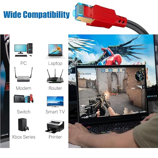 AOPOCKAN TECH Cat 8 Ethernet Cable 20 ft, Heavy Duty High Speed Internet - Image 4