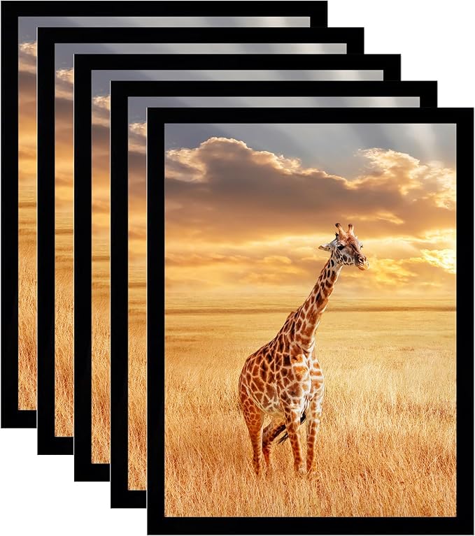 TKYGU 11x15 Picture Frame Set of 5,Wooden Frame 11x15 Wall Gallery Poster Photo frame Black with Durable Shatter Resistant Plexiglass for Wall Mounting Family -friend- wedding best gift