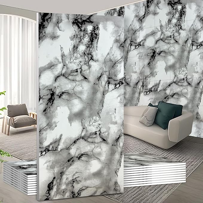 Wall Panels Peel and Stick，PVC Imitation Artificial Marble Tiles Sticker，20 pcs 23.6" L x 11.8" W，Heat-Resistant Backsplash Tile，Ideal for Kitchen Bathrooms Living Rooms Bedrooms.