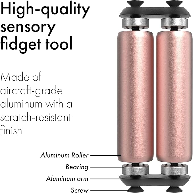 ONO Roller - Handheld Fidget Toy for Adults | Help Relieve Stress, Anxiety, Tension | Promotes Focus, Clarity | Compact, Portable Design (Rose Gold, Full Size - Aluminum)