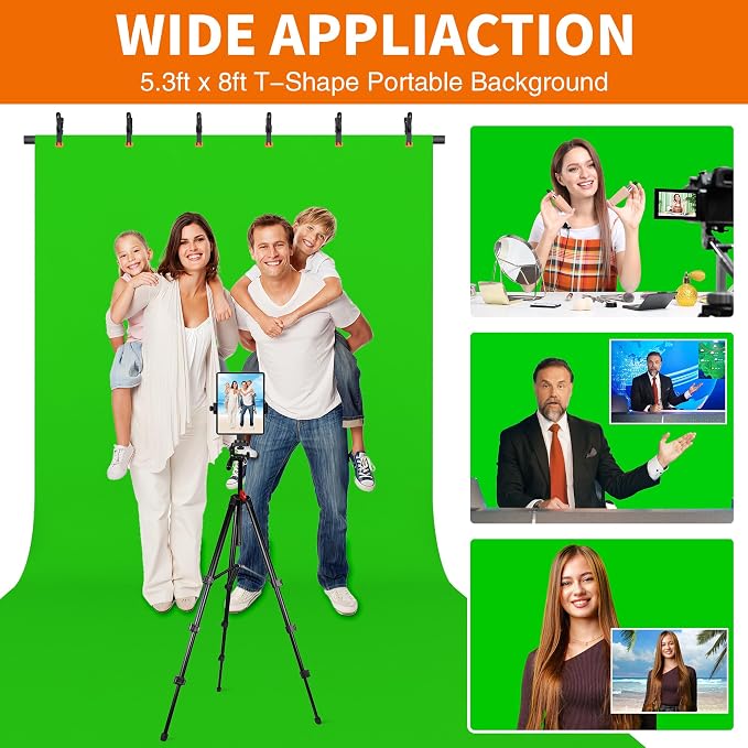 Forlogic Portable T-Shape Backdrop Stand Support Kit 8x5.3ft, Adjustable Photo - Image 8