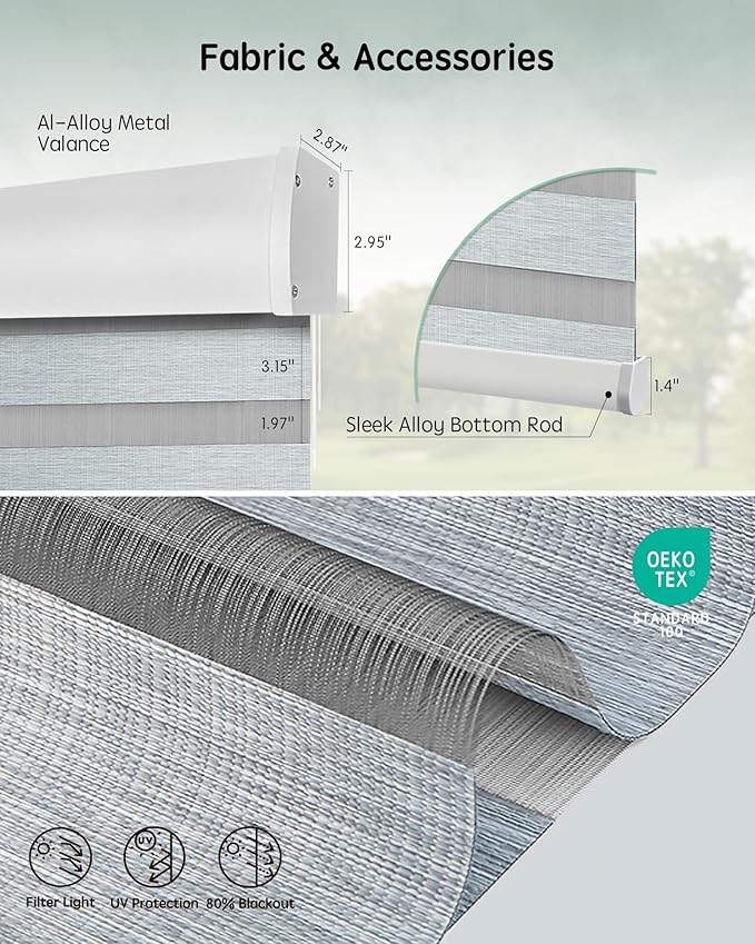 Yoolax Motorized Blinds with Remote, Electric Zebra Blinds for Indoor Windows, Room Darkening Smart Shades with Voice Control, Compatible with Alexa Google Home, APP Control,59" W x 72" H, Grey