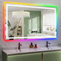 YEELAIT 66x40 Inch RGB LED Bathroom Mirror Front Light and RGB Backlit Lighted Vanity Mirror for Bathroom Wall Mounted Dimmable Anti Fog Memory Shatter-Proof IP54 Waterproof Horizontal/Vertical