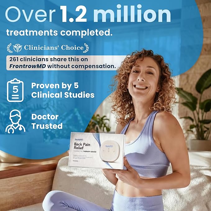 NeuroMD: Corrective Therapy Device for Back Pain - NMES Wireless Electrode Pads | Muscle Stimulator for Pain Relief | 2 Studied Modes for Back Pain, Muscle Strengthening & Sciatica