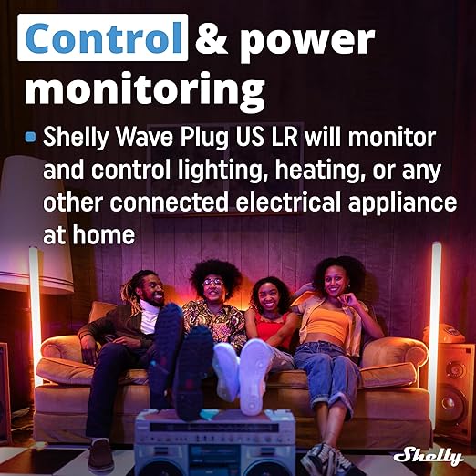 Shelly Wave Plug US LR | Z-Wave Long Range Smart Plug with Power Monitoring 15 A | Home Automation | iOS Android App | Low Power Consumption | Smart Schedules & Scenes | Bulletproof Security