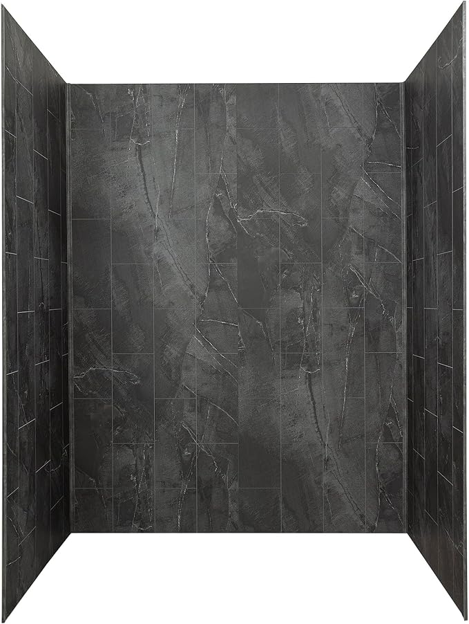 Palisade 78in x 60in x 32in Waterproof Vinyl Shower Surround Kit with Accessories in Urban Quarry