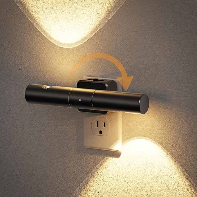 JandCase LED Night Light, Modern Night Lights Plug into Wall, Soft White 3000K,0-100LM Adjustable Brightness with Dusk-to-Dawn Sensor, Dimmable Night Lights for Bathroom, Hallway, Bedroom,Stairway