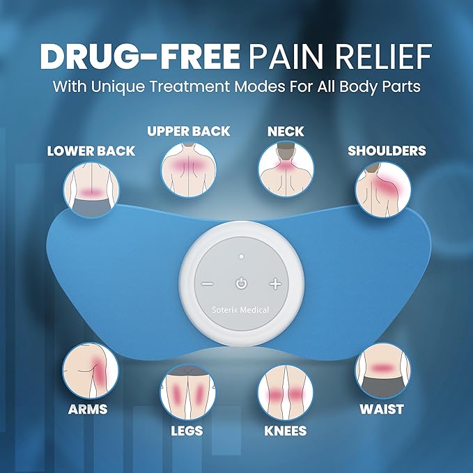 Soterix Medical PainX TENS Wireless Tens Unit Muscle Stimulator with EMS - FSA Tens Unit for Back Pain, Knee, Neck and Face with USB Rechargeable Device and Remote, Designed in USA, 4 Electrode Pads