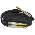 ZTOXLR 1/4 inch TRS Stereo Y-Splitter Insert Cable, 1/4 Inch Male Jack to Dual 1/4inch(6.35mm) Male TS Mono Breakout Cable Audio Patch Cord -10FT