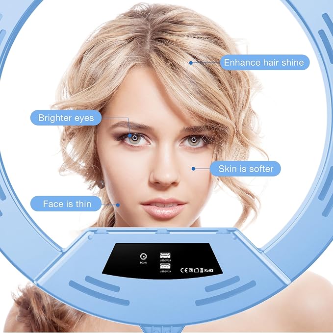 22" LED Ring Light, with 75" Tripod/LCD Display/3+1 Phone Clips/ 2 USB - Image 2