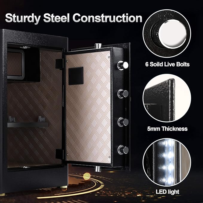 TIGERKING 𝐇𝐞𝐚𝐯𝐲 𝐃𝐮𝐭𝐲 Large Safe Box, 2.05 Cubic Feet Home Safe with Touch Screen Keypad & Built-in Lock Box, Digital Safes for Home Office