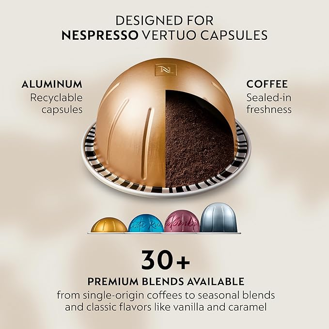 Nespresso Vertuo Next Deluxe Coffee and Espresso Maker, Pure Chrome with Aeroccino Milk Frother,1.1 liter, Black,Dark Chrome