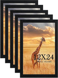 TKYGU 12x24 Picture Frame Set of 5,Wooden Frame 12x24 Wall Gallery Poster Photo frame Black with Durable Shatter Resistant Plexiglass for Wall Mounting 12 by 24 Photos Posters frame -wedding best gift