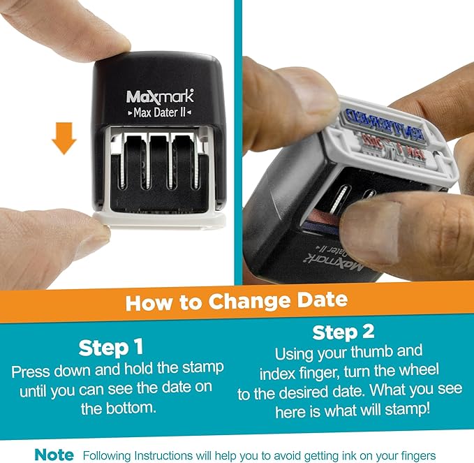 MaxMark Self-Inking Rubber Date Office Stamp with FAXED Phrase & Date - RED Ink (Max Dater II), 12-Year Band