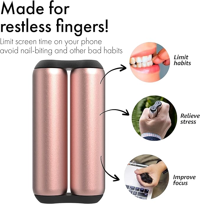 ONO Roller - Handheld Fidget Toy for Adults | Help Relieve Stress, Anxiety, Tension | Promotes Focus, Clarity | Compact, Portable Design (Rose Gold, Full Size - Aluminum)