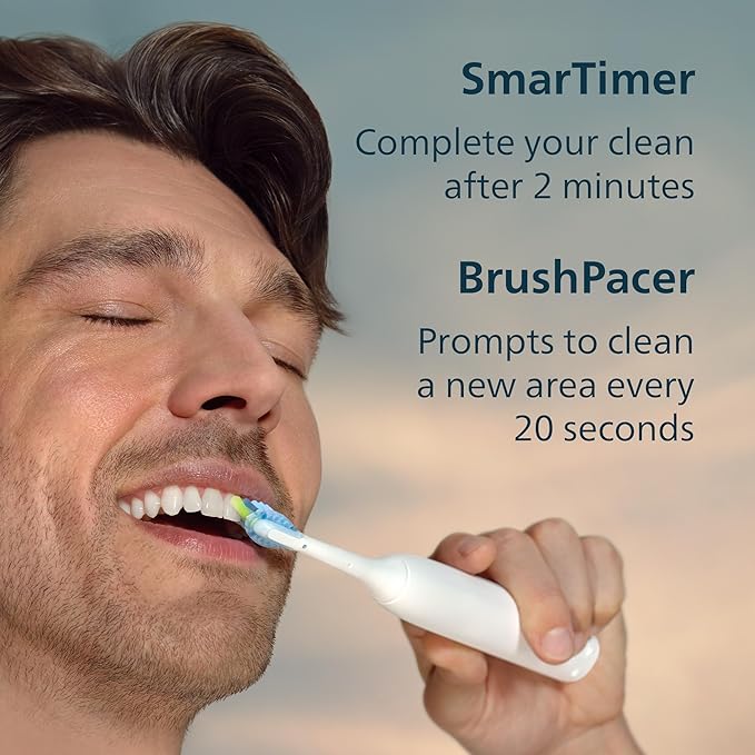 Philips Sonicare 5900 Series Electric Toothbrush - Next-Generation Sonicare Technology, Pressure Sensor, 6 Brushing Settings, SmarTimer, BrushPacer, 21-Day Runtime, White, Model HX7130/02