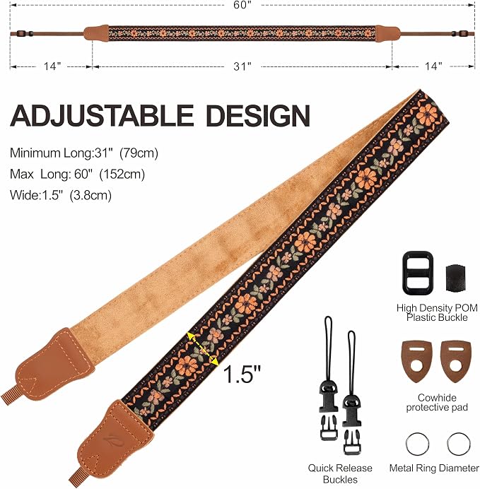 Padwa Lifestyle Embroidered Floral Camera Strap - Image 6