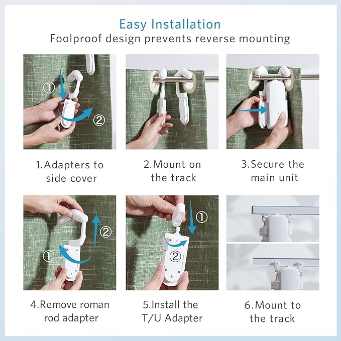 Tripvyantic Automatic Curtain Opener Smart Electric: Remote Control Motorized Curtain Robot for Bedroom Living Room Window - No WiFi Needed - 20KG Load/ 6-Month Battery for Home/Office/Nursery