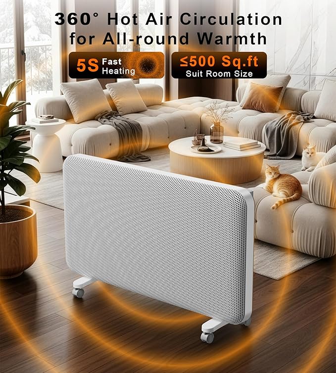 Landeagle Convection Infrared Space Heaters for Large Room, 1500W Electric Heater with Thermostat, 24H Timer,360° Whole-Room Heating, Heaters with Tip-over & Overheat Protection for Indoor Use(32IN)