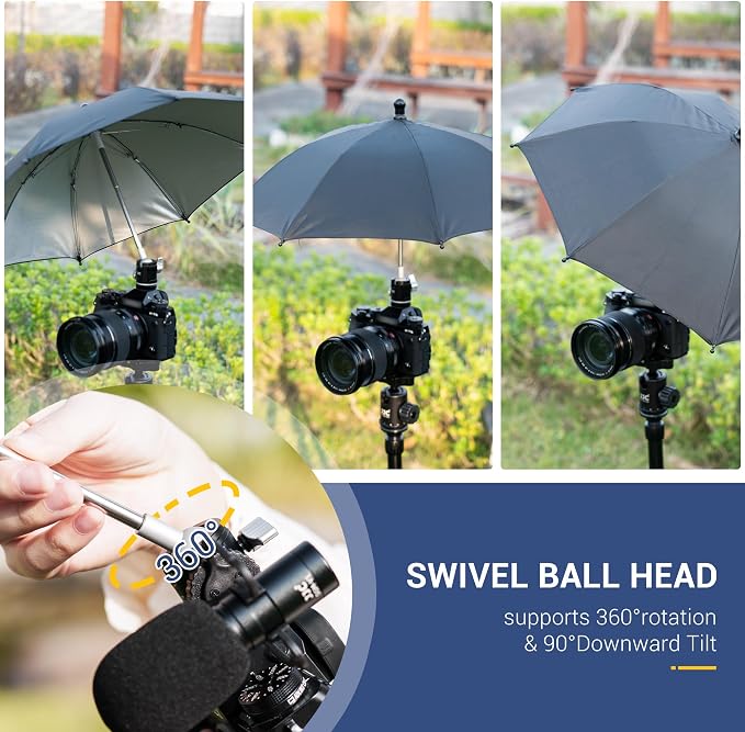 3 Level Height Adjustable Camera Hot Shoe Umbrella, Upgrade Rain Umbrella - Image 4