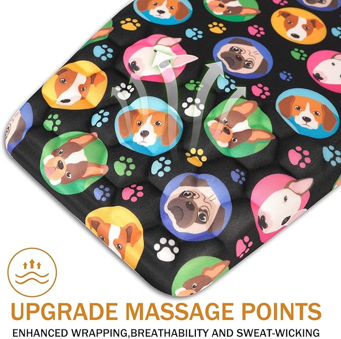 BOCHEERY Ergonomic Mouse Pad Wrist Support,Upgrade Mousepad with Massage Design,Non-Slip PU Base Desktop Mouse Pads for Pain Relief, Computer, Office & Home,12 x 8 in（F-Lovely Dogs）