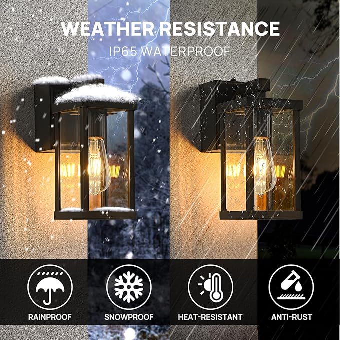 JOKAONOTL Dusk to Dawn Porch Lights with GFCI Outlets Waterproof Outdoor Wall Lights Exterior Lighting Fixtures Modern Outside Lights Wall Mount for House Patio Garage,Gold Brown,11.8''H,1PC