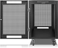 Sound Town 16U Universal Steel Rack, w/Mesh Doors, Locking Casters, Vented Side by SOUNDTOWN