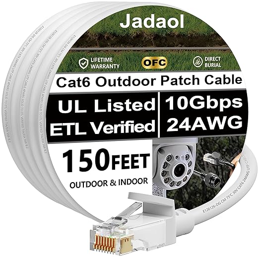 Jadaol Cat 6 Ethernet Cable 150ft, Outdoor&Indoor, Support Cat8/7 Network LAN by Jadaol